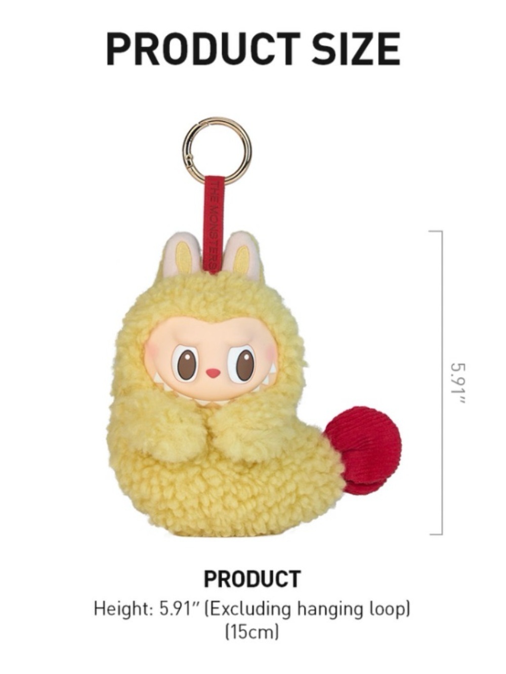 Yellow Plush Lamb Character Keychain with Red Accent